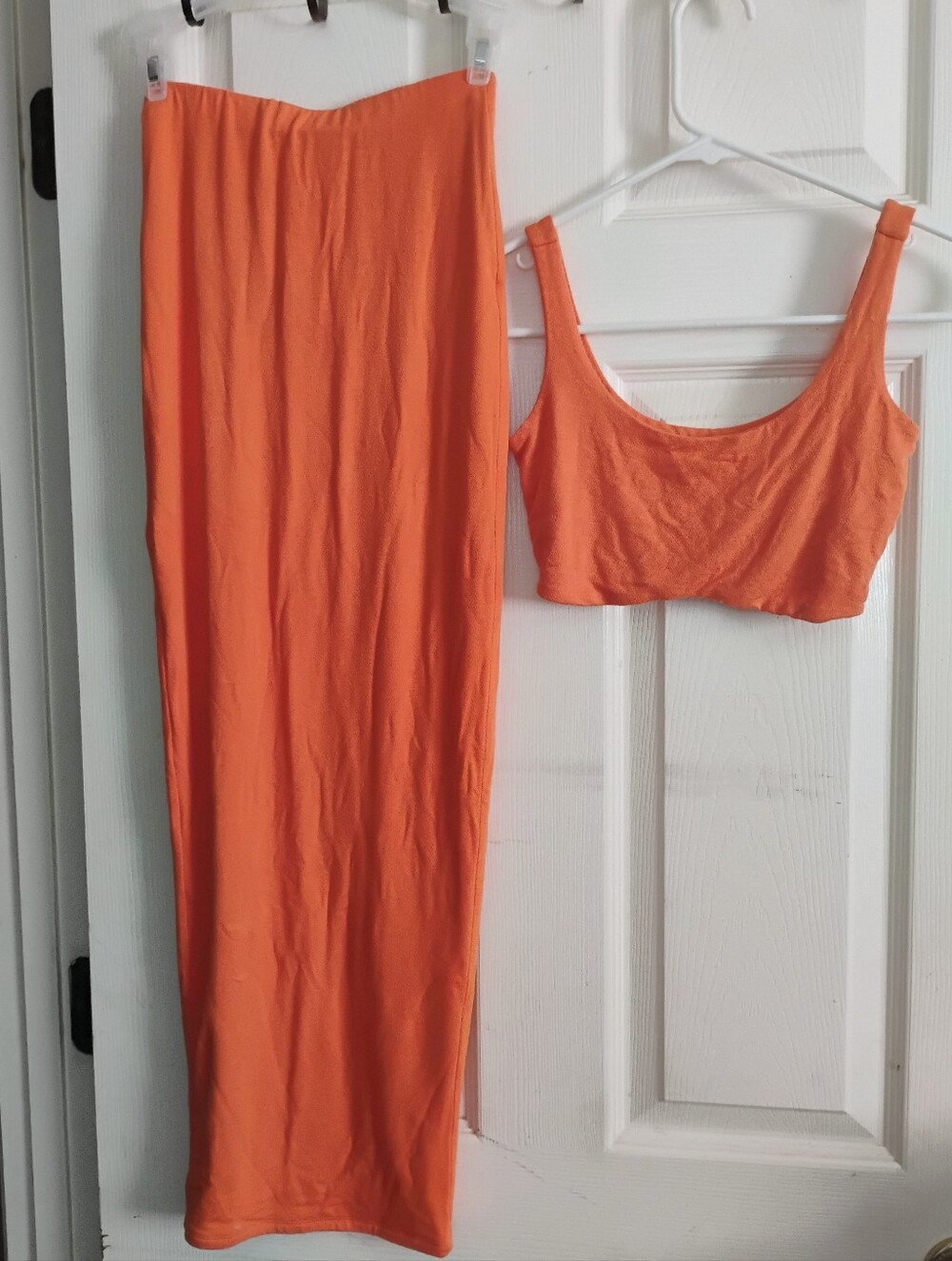 Naked Wardrobe Orange 2 Piece Set Crop Top & Skirt Small
